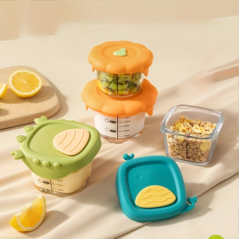 Baby Food Jars With Lids - 120/180ml Ölçekli ve Silikon Kapaklı Cam